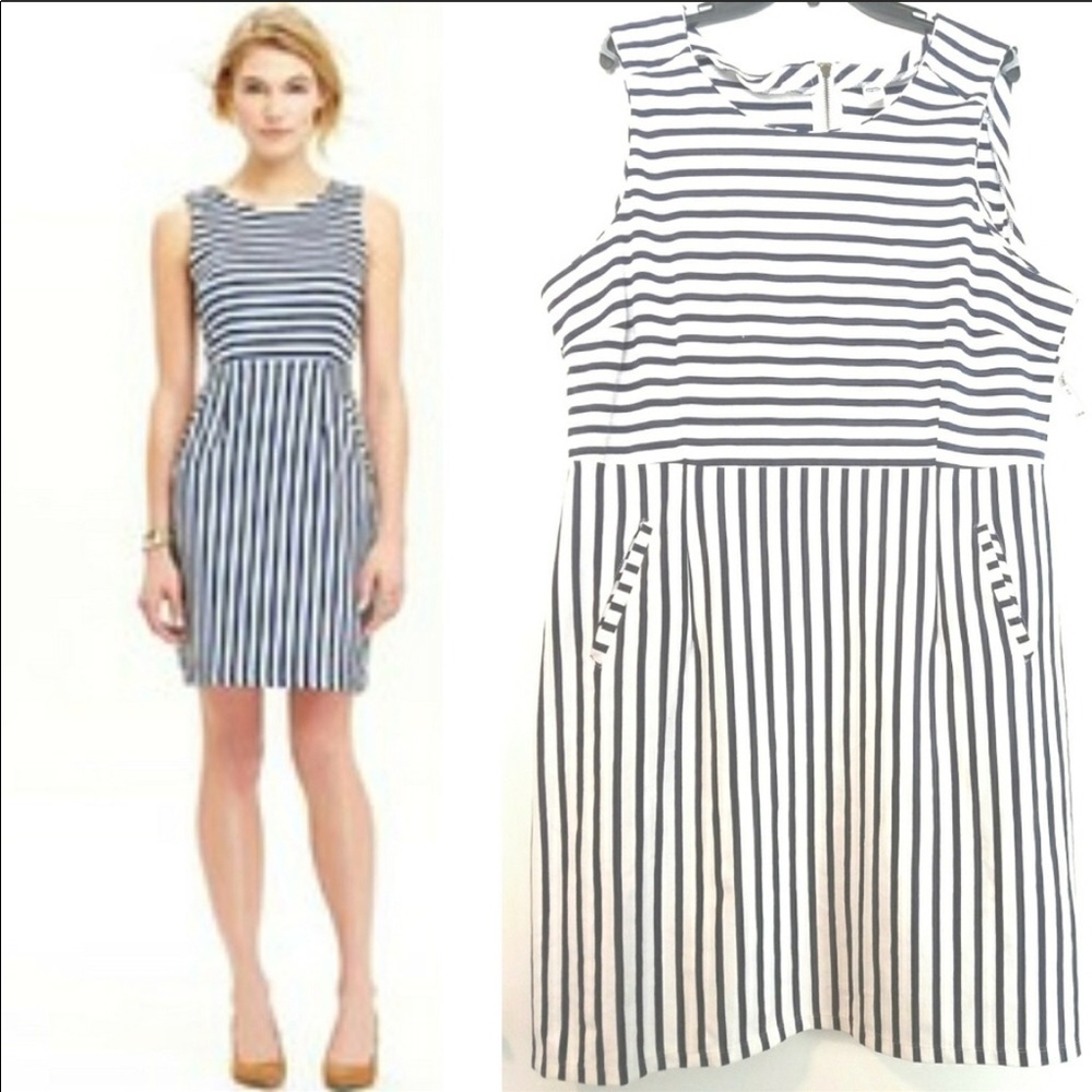 NWT Old Navy Ponte Navy Stripe Dress